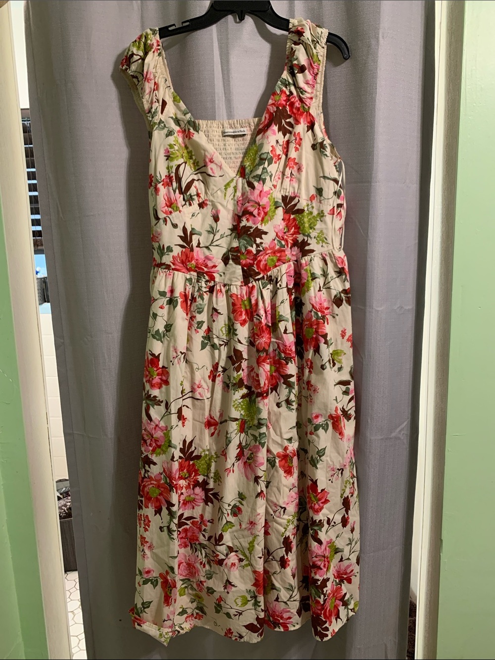 Abercrombie & Fitch Cream Dress with Pink & Green Floral Accents